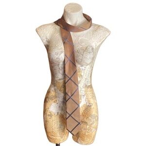 Ben Sherman copper & blue asymmetric stripe Men’s 100% Silk Tie